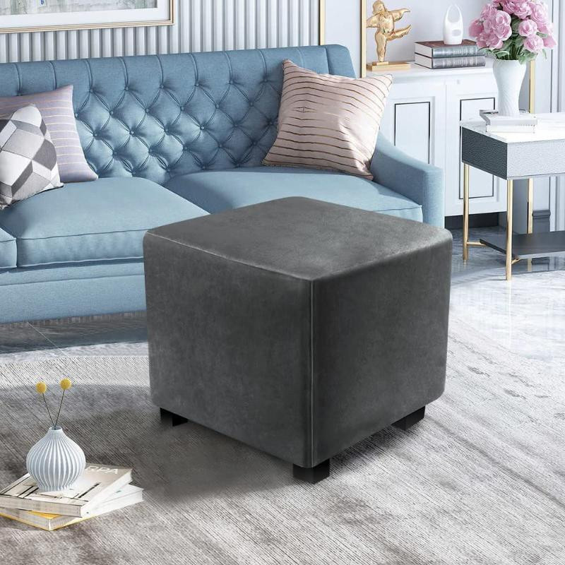 Yiran Furniture Eck-Ottomanenbezug aus dehnbarem Samt, waschbarer Hockerbezug und Möbelschutz, Größe S - Bild 4