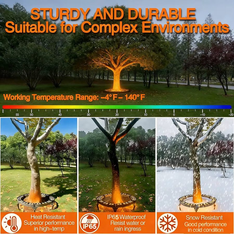 Wasserdichte LED-Ring-Baumleuchte aus Aluminium für den Außenbereich, verstellbare Palmen-Uplight mit warmweißem Licht für Garten und Hof, AC220V - Bild 5