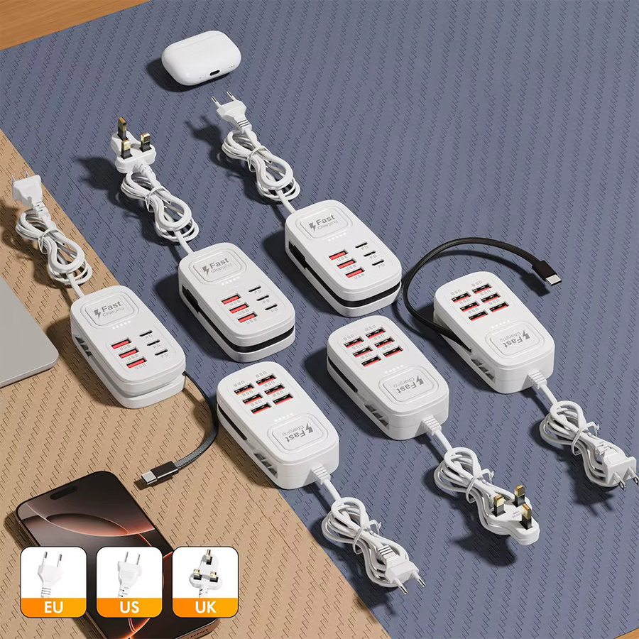 Olaf 6-Port USB Schnellladegerät Desktop-Ladestation in Weiß mit 3 USB-C und 3 USB-A Anschlüssen - Bild 4