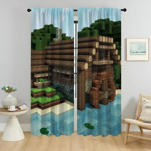 Minecraft Verdunkelungsvorhang mit Grafikdesign, 2 Paneele, Mehrfarbig, Breite: 96 cm, Höhe: 183 cm - Bild 1