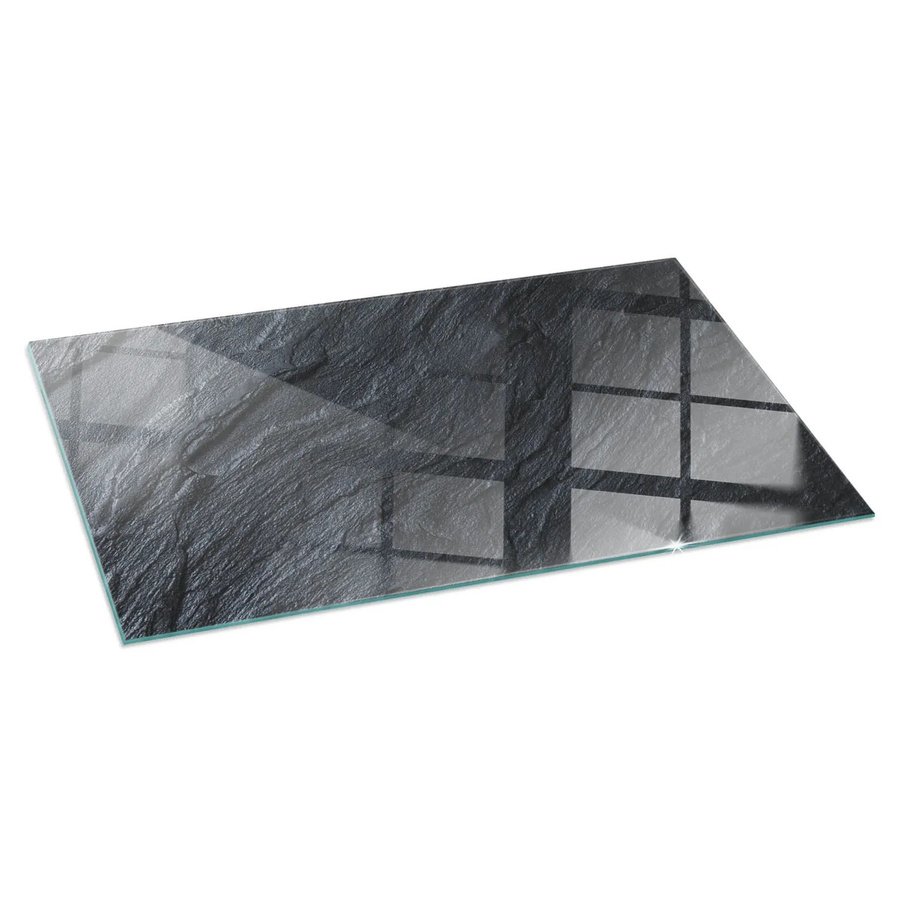 Tulup Glasplatte für Kamin in Schwarz mit Steinoberflächenstruktur, B/T: 140 x 70 cm - Bild 2