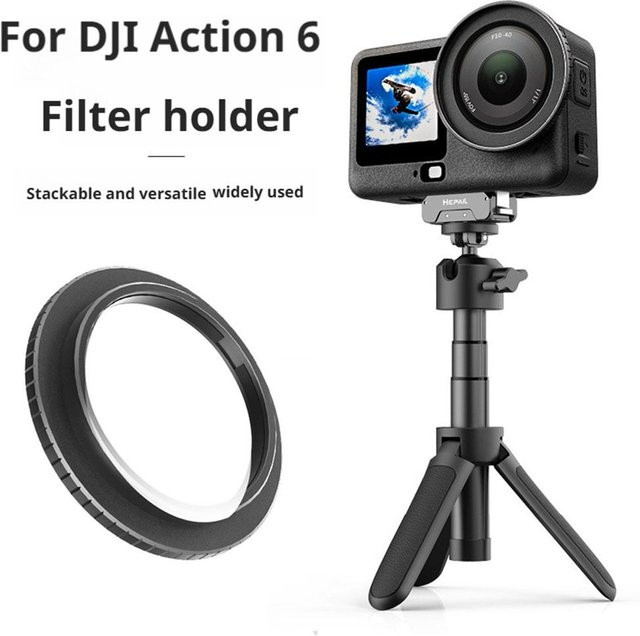 DJI Action 6 Filterhalter-Adapterringrahmen in Schwarz mit Schnellverschluss und Objektivschutz - Bild 1