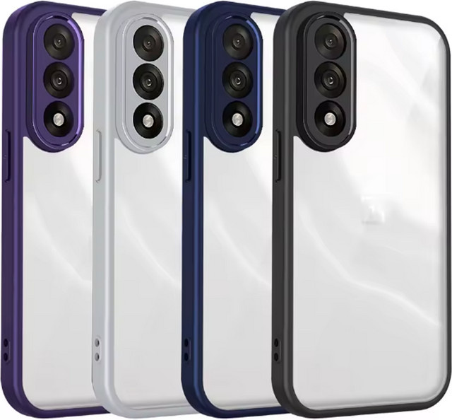 OnePlus Nord CE4 Silikon-Hülle mit Luftpolster und matter Rückseite, Stoßfeste Bumper-Handyhülle, Transparent/Blau - Bild 1