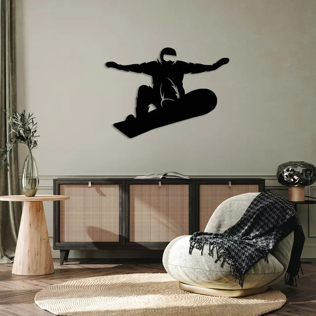 HELLOYOUNG Metall Wanddekoration Snowboarder in Schwarz - Bild 1