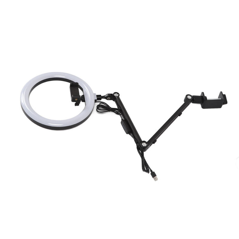 Andoer LED Ringlicht für Live Streams, 25,4 cm, dimmbar und winkelverstellbar mit Clip und Smartphone-Halterung, Weiß - Bild 2