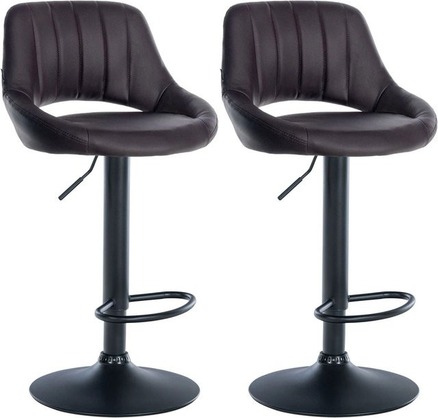 DELUKE 2er Set Barhocker SEGAD aus Kunstleder in Braun, höhenverstellbar und drehbar mit Lehne, B/T/H: 47 x 48 x 85 cm - Bild 1