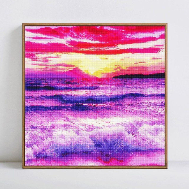 FIYO Diamond Painting Set Meereslandschaft mit Sonnenuntergang, Rundes Motiv in Mehrfarbig, B/H: 30 x 30 cm - Bild 1