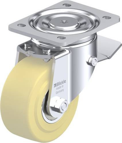 Blickle Lenkrolle LH-GSPO 125K-ST mit Feststeller in Silber und Beige, Rad-Durchmesser: 125 mm, Tragfähigkeit: 900 kg - Bild 1