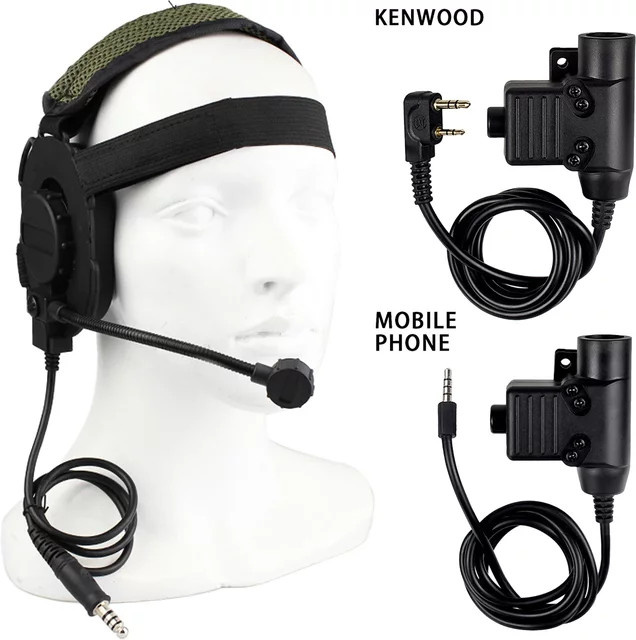 Taktischer U94 PTT Headset Adapter mit Kabel Stecker für Walkie Talkie Motorola, Baofeng UV-5R, TYT F8 und Kenwood in Schwarz - Bild 1