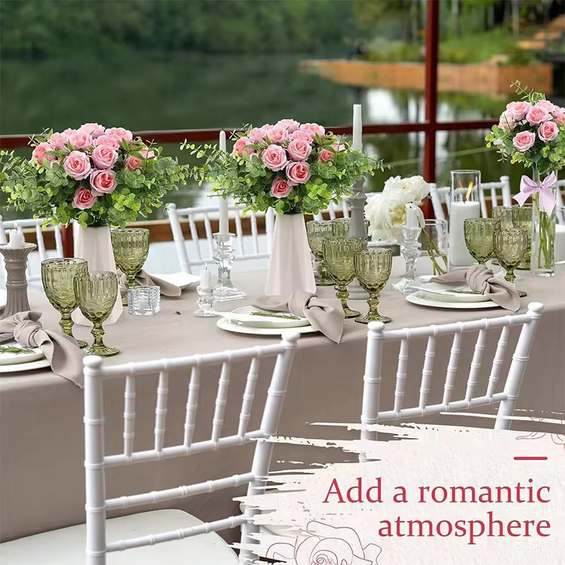 ZQNYCY Rosen-Kunstblumenstrauß aus Seide in Pink für Hochzeit und Heimdekoration - Bild 3