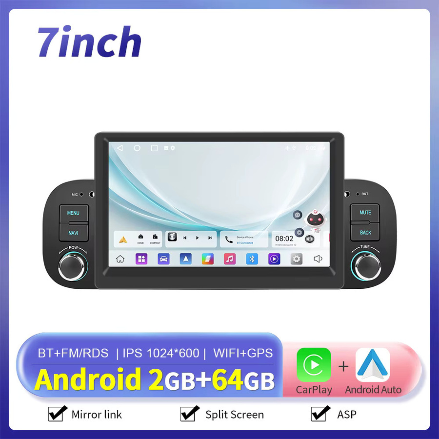 Camecho Android Auto Radio für Fiat Panda 2013-2020 mit 2 GB RAM, 64 GB Speicher, GPS, Bluetooth, Wi-Fi und drahtlosem CarPlay in Schwarz - Bild 4