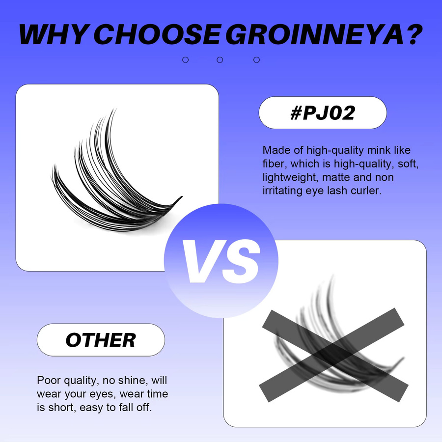 GROINNEYA Wimpern-Cluster, 5D, künstliche Nerz-Cluster-Wimpern, Unisex - Bild 6