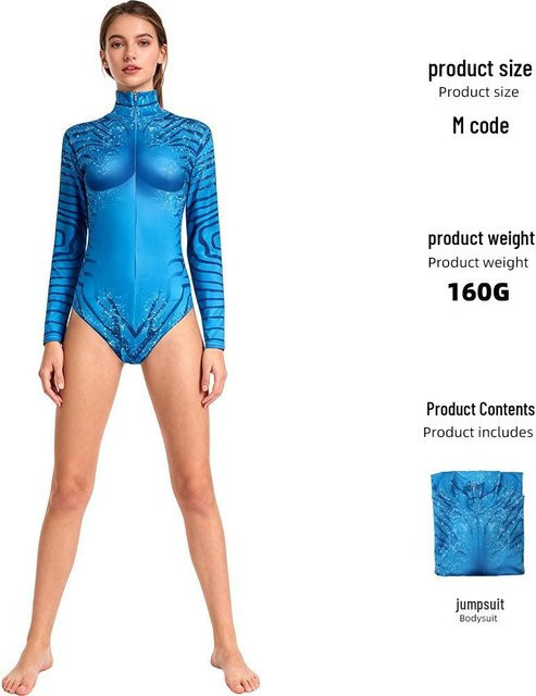 Voyex Avatar 3 Kinder Cosplay Kostüm, Bühnen-Jumpsuit, Blau - Bild 1
