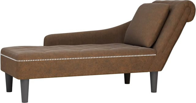 Yiwydaa Chaiselongue in L-Form aus braunem Kunstleder mit Kissen und rechter Armlehne - Bild 1