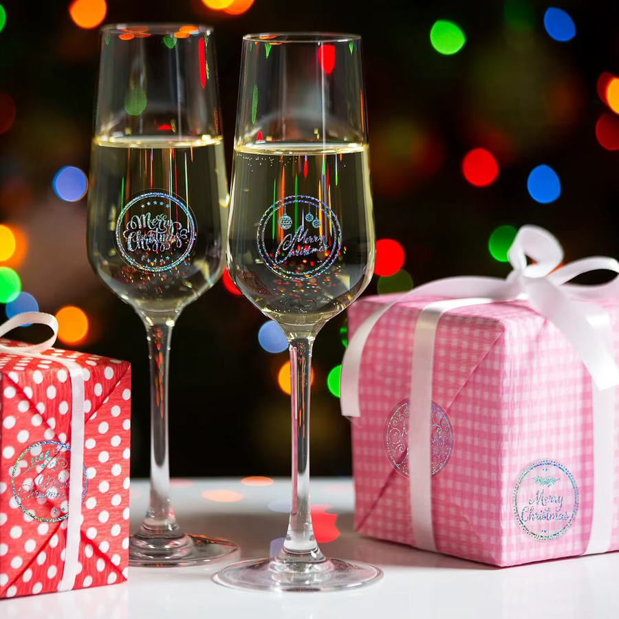 500 Stück Frohe Weihnachten Aufkleber von TYFYO mit Schneeflockenelementen, Durchmesser: 2,5 cm, Mehrfarbig - Bild 3