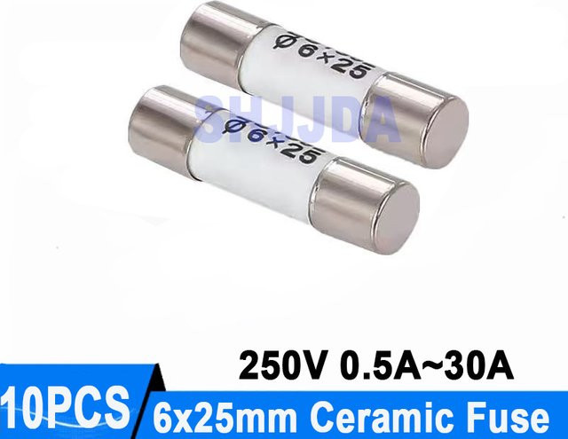 10er Set Keramik-Feinsicherungen RO57 6 x 25 mm für 250V - Bild 1