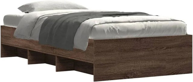 vidaXL Bettgestell aus Holzwerkstoff in Eiche Braun mit Seitenfächern B/T/H: 100 x 203 x 35 cm - Bild 1