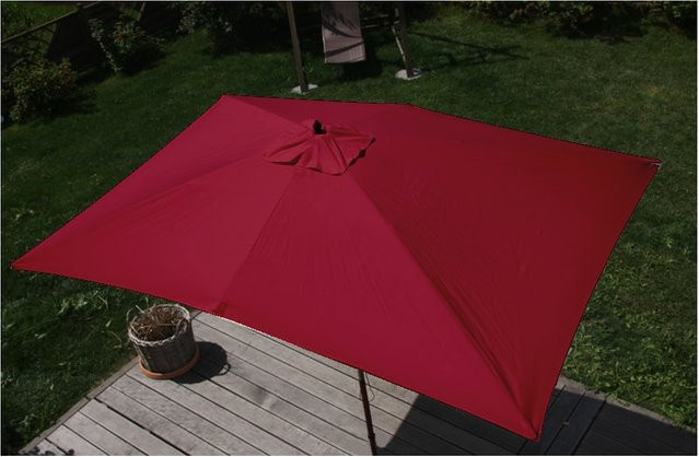 MCW Sonnenschirm Lissabon Marktschirm aus Polyester und Holz in Rot, B x B: 200 x 300 cm - Bild 1