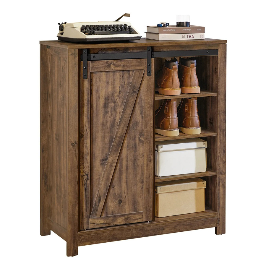 SoBuy Sideboard Kommode FSB59-N in Dunkelbraun mit Schiebetüren und Regalfächern - Bild 2