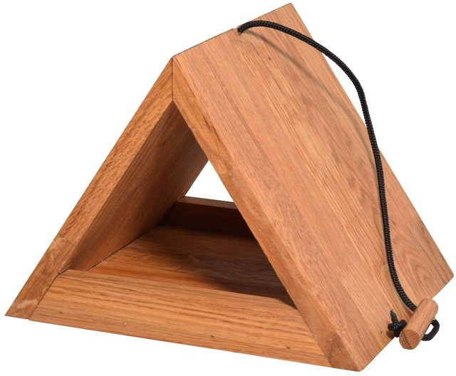 Dreieckiges Futterhaus aus Eiche mit Aufhängung - Bild 1