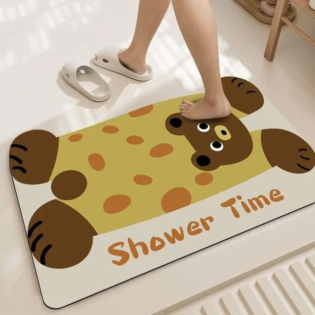 Rutschfeste und saugfähige Kieselgur Bodenmatte für das Badezimmer, braun, B/B: 40 x 60 cm - Bild 1