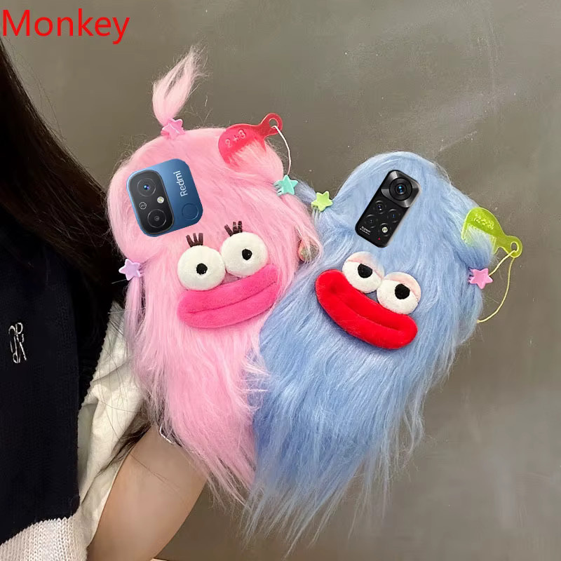 Flauschige Plüsch Monster Handyhülle für Xiaomi Redmi und Note Modelle in Lila und Mehrfarbig - Bild 2