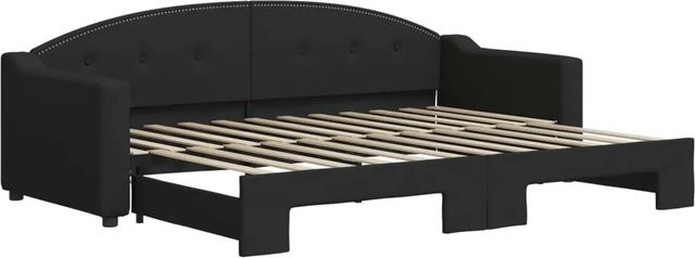 vidaXL Tagesbett ausziehbar Schwarz B/T/H: 80 x 200 cm - Bild 1