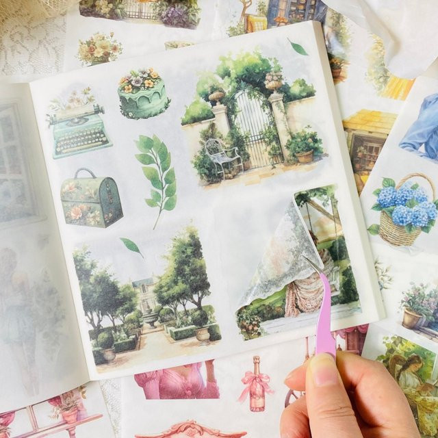 50 Blatt vorgeschnittenes Washi-Papier in Multicolour für Vintage-Scrapbooking, Junk Journals und Planer - Bild 1