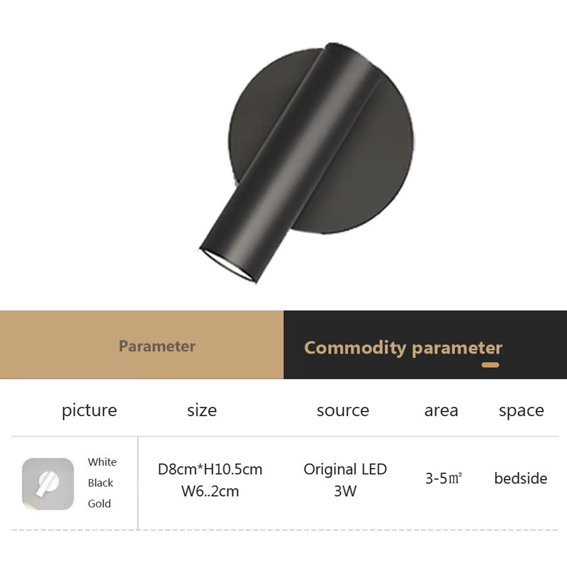 ASCELINA Moderne LED Wandlampe in Schwarz, verstellbare Leselampe mit warmweißem Licht für Schlafzimmer und Flur, 5W - Bild 3