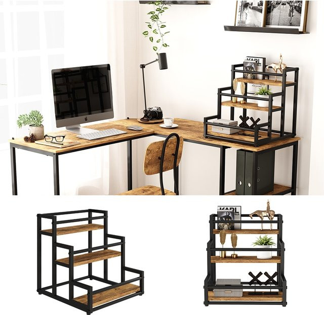 Vicco Treppenregal Fyrk Eiche Schwarz mit 3 Ebenen B: 33 cm, T: 34 cm - Bild 1