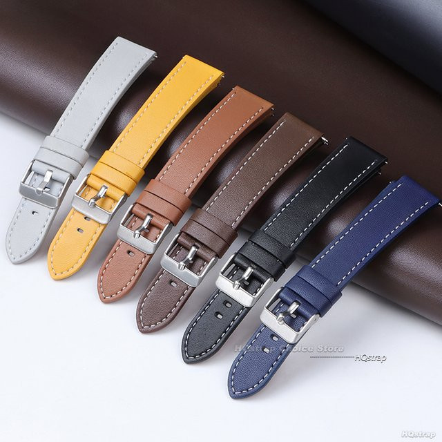HQstrap Uhrenarmband Leder, 20mm 22mm, Schwarz Braun Blau, Unisex - Bild 1