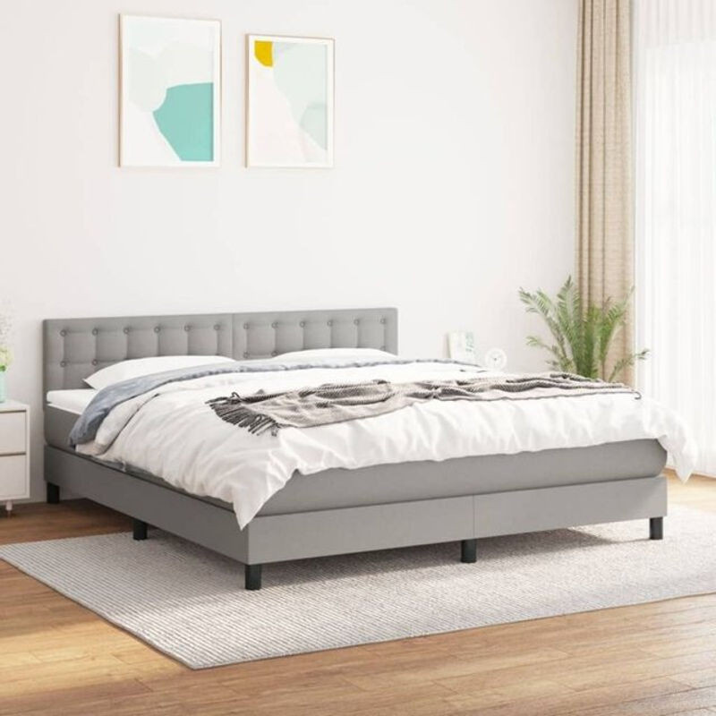 Vidaxl Boxspringbett mit Matratze in Grau aus Stoff, B/T/H: 160 x 200 cm - Bild 1