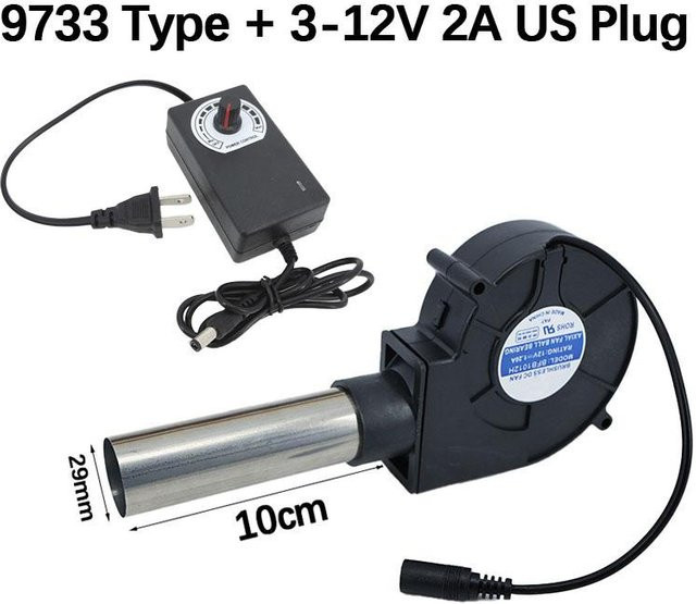 XHJ12 BBQ-Gebläse mit einstellbarer Geschwindigkeit und Luftsammler, Schwarz, 220V - Bild 1