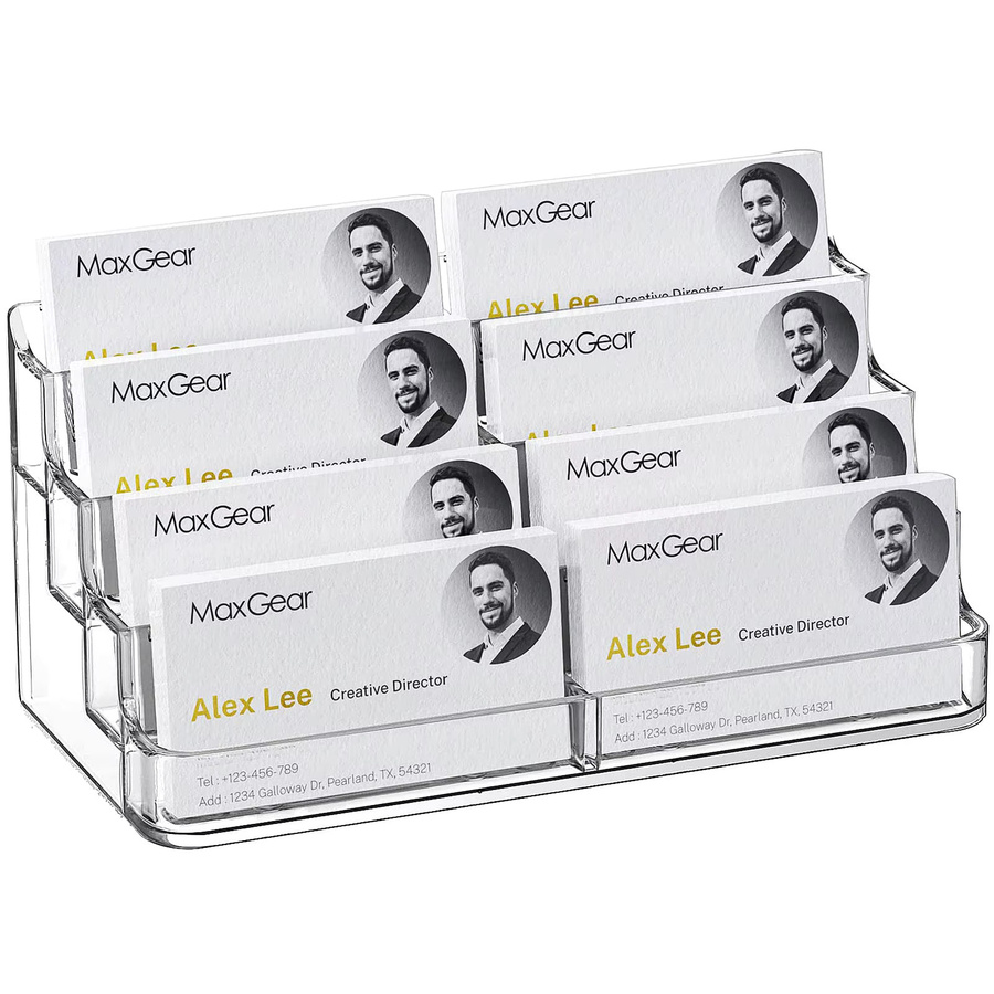 JESJELIU Visitenkartenhalter aus Acryl transparent Desktop Kartenbox zur Aufbewahrung und Organisation von Visitenkarten und Broschüren - Bild 4