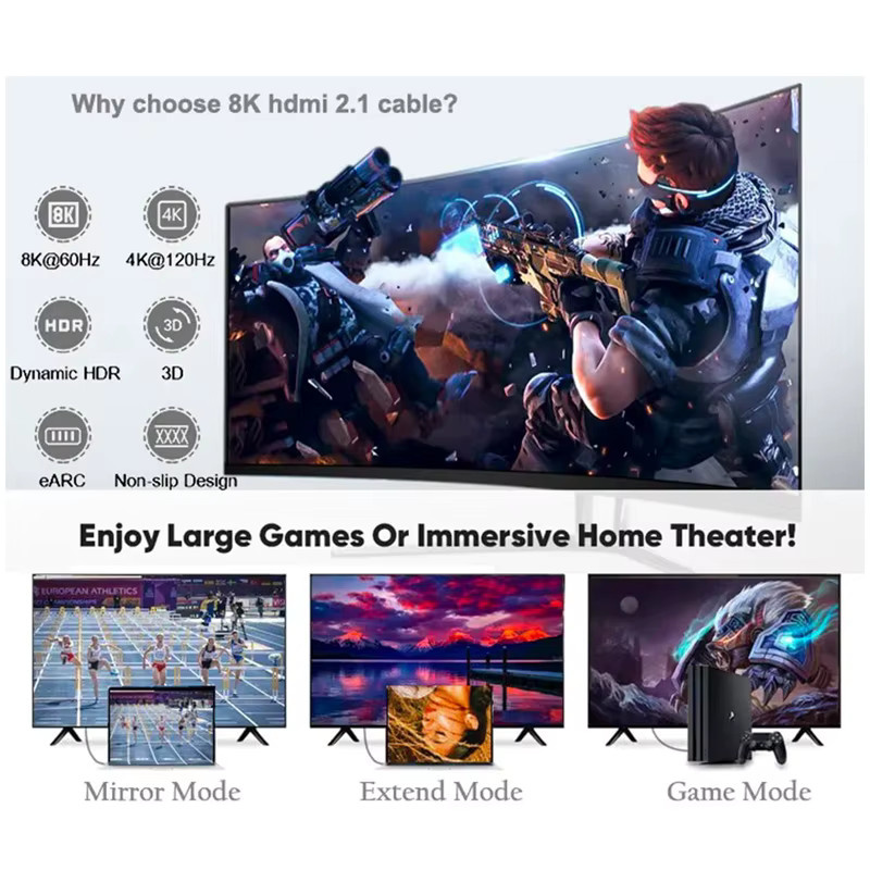8K HDTV HDMI 2.1 Kabel mit 48 Gbit/s für Xiaomi TV-Box und PS5, unterstützt 8K @ 60Hz, eARC und Dolby Vision - Bild 4