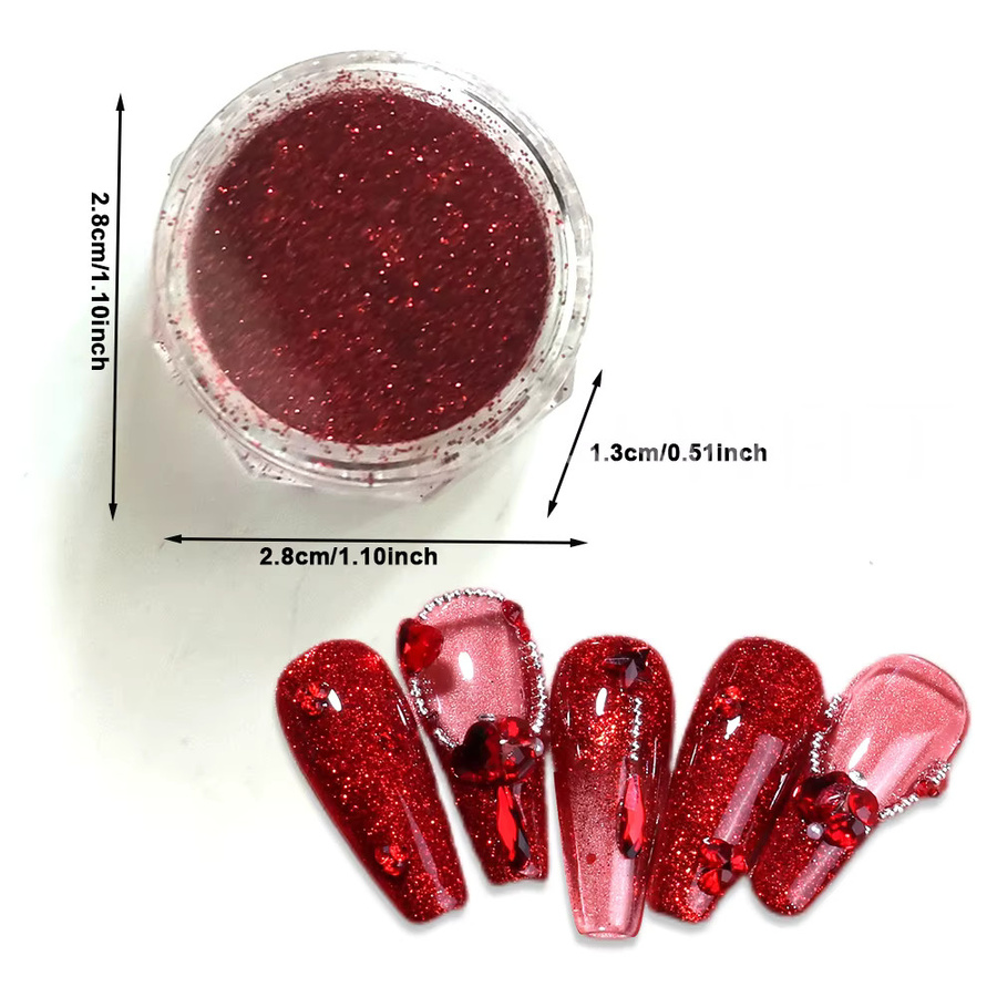 SWEET TREND Nagelglitter Pulver, Rot, Schimmernd, Unisex - Bild 3