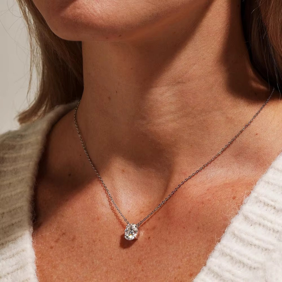 BXINY Anhänger Halskette, 925 Silber, Moissanit, Diamant, Damen - Bild 4