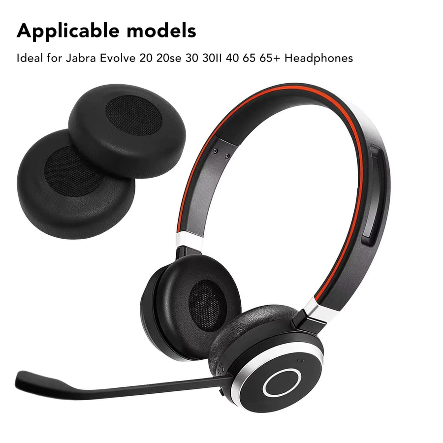 1 Paar Ersatz-Ohrpolster aus Proteinleder in Schwarz für Jabra Evolve 20 20se 30 30II 40 65 65+ UC MS Headset - Bild 2