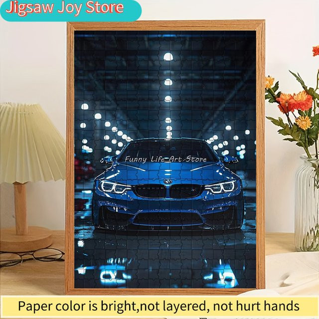 Rastar BMW M4 Sportwagen mit Tiefgarage, Papier-Puzzle, Blau - Bild 1