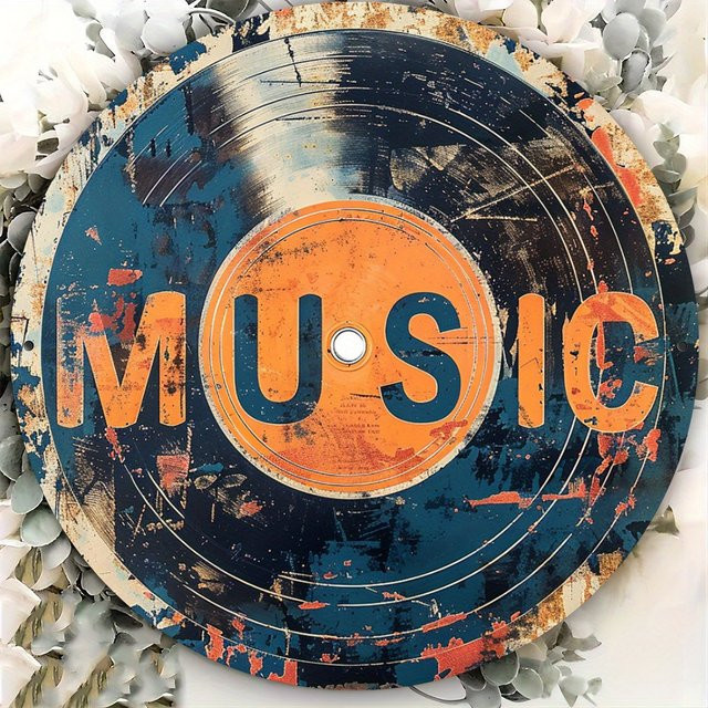 Potdemiel Vintage Aluminiumschild Musik Design in Mehrfarbig, B/H: 20,3 x 20,3 cm - Bild 1