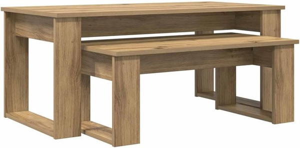 vidaXL Kaffeetisch Set 2-teilig in Artisan-Eiche, moderner Couchtisch aus Holzwerkstoff, braun