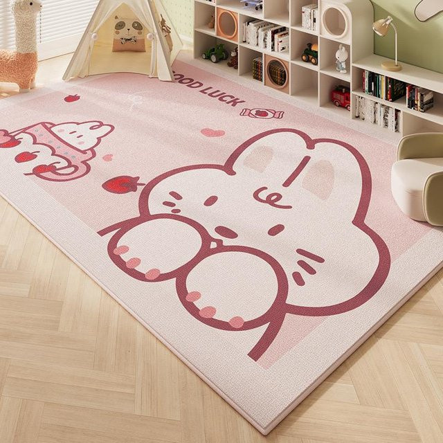 BC-Warm Home Cartoon-Imitation Kaschmir-Teppich mit Kinder-Motiv in Pink, rutschfest und waschbar, B/T: 40 x 60 cm - Bild 1