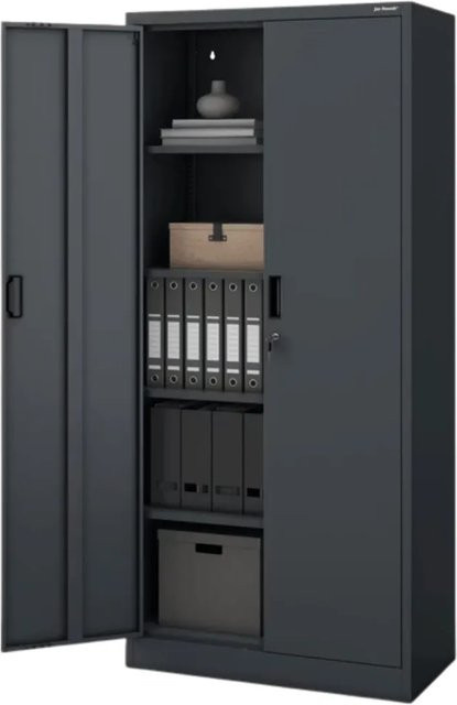 JAN NOWAK Aktenschrank aus Metall mit Flügeltüren und Schloss, Anthrazit, H x B x T: 175 x 80 x 40 cm - Bild 1