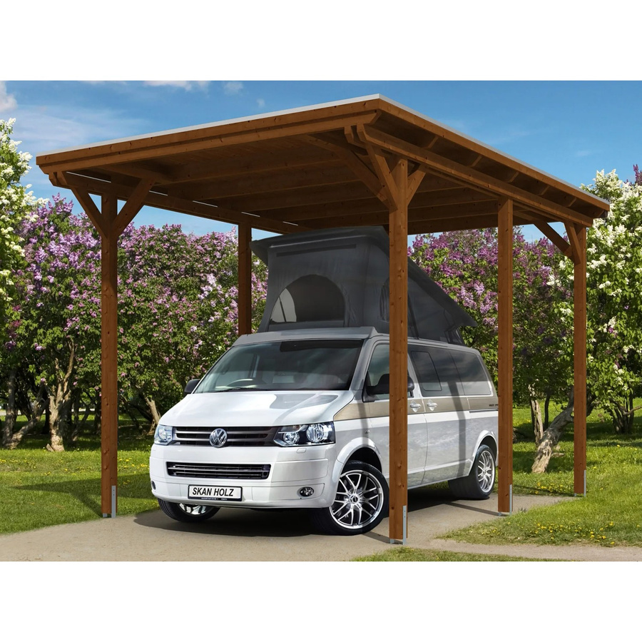 Skanholz Carport Emsland 1 in Nussbaum Braun B/T: 404 x 604 cm - Bild 2