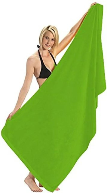 Schnelltrocknendes Mikrofaser Strandtuch von JMG Household Supplies, Gestreift, Grün, B/H: 50 x 100 cm - Bild 1