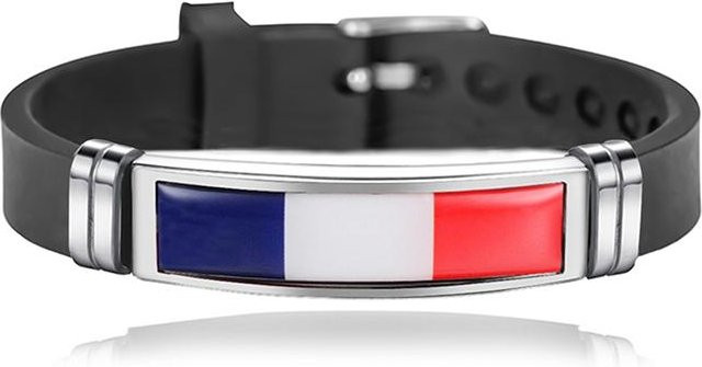 Armband Silikon, Schwarz, USA Frankreich Kanada Flaggen, Unisex - Bild 1