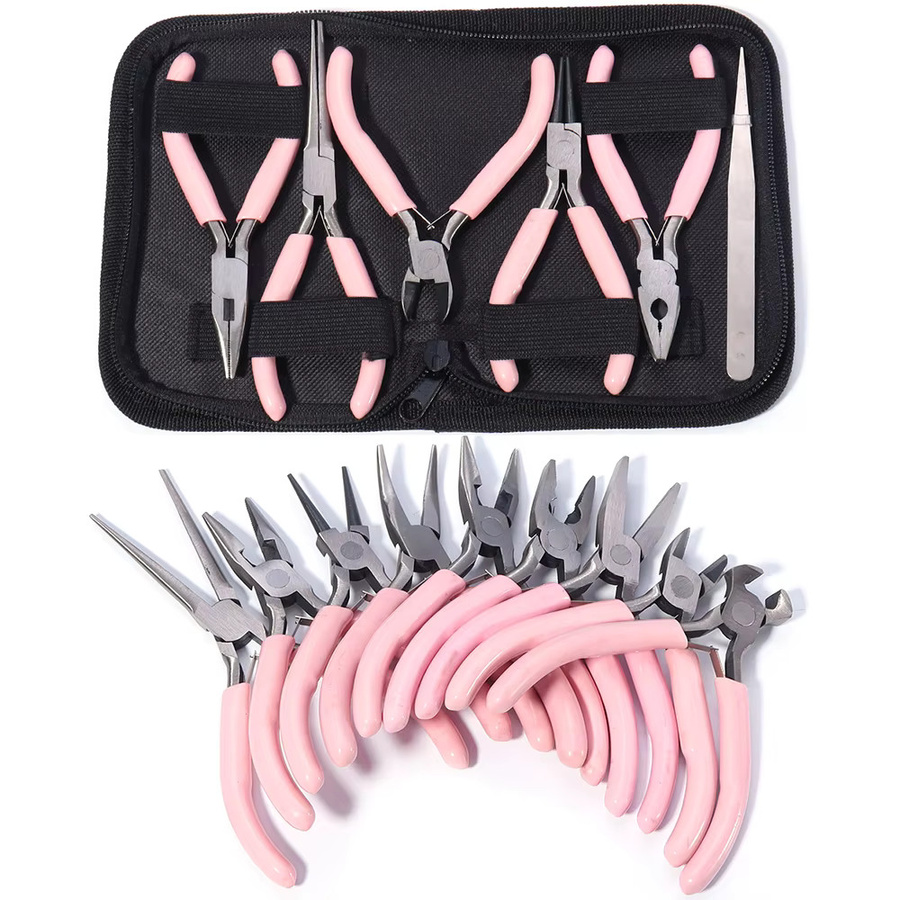Lingsai Mini-Edelstahlzange in Pink als Rundzange zum Drahtschneiden für Bastelarbeiten und DIY-Schmuckherstellung - Bild 1