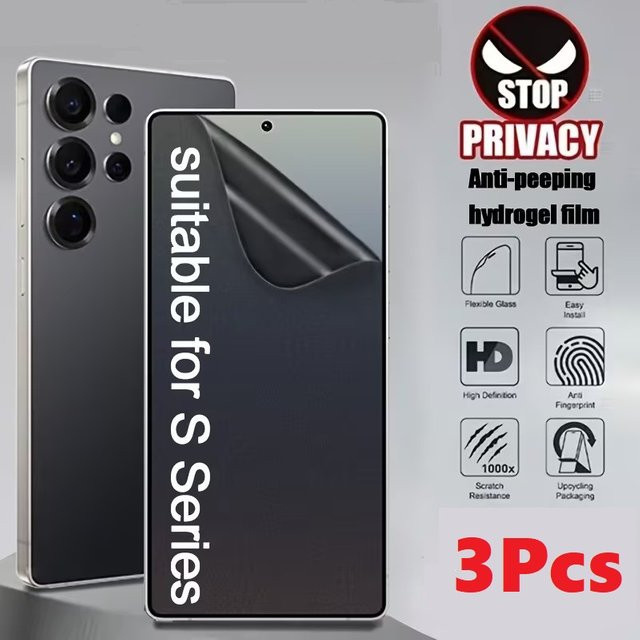 3 Stück Privacy Hydrogel Displayschutzfolie Full Cover Anti-Spy für Samsung Galaxy S26 S25 S24 S23 S22 S21 Ultra Plus - Bild 1