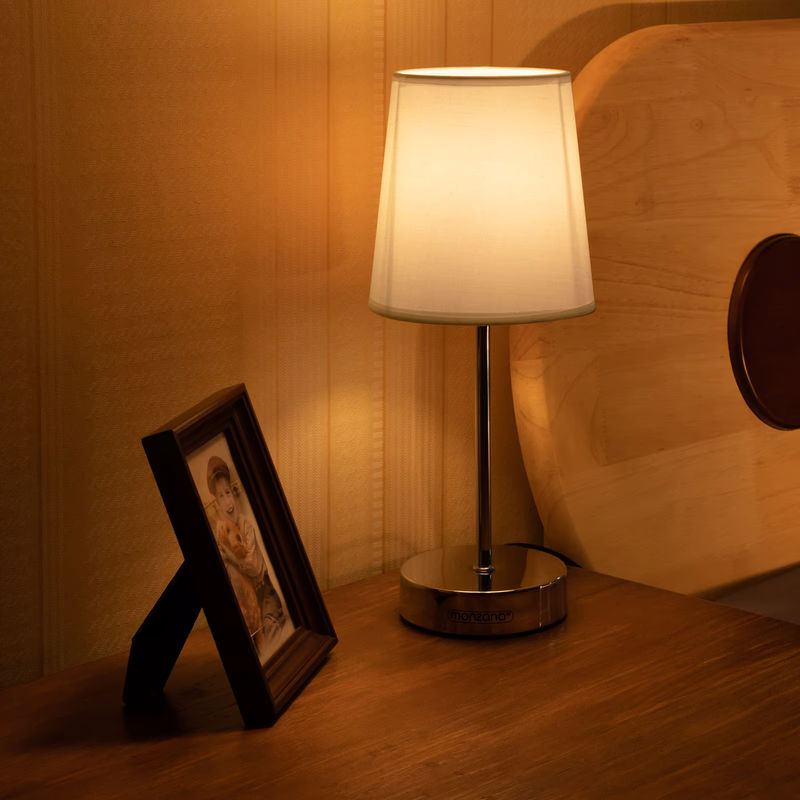 MONZANA Tischlampe Lumière in Weiß aus Metall für Schlafzimmer und Schreibtisch, H x B x T: 32 x 13 x 13 cm - Bild 3