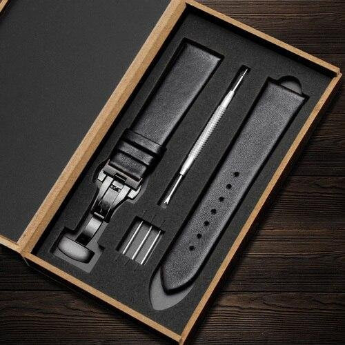 Uhrenarmband Echtleder, Schwarz, Unisex, 12 mm - Bild 1